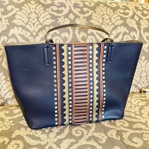 Large Embellished Faux Leather Tote